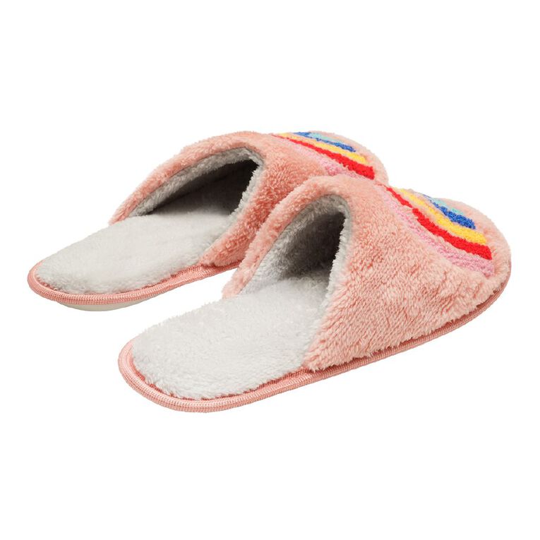 H&H Women's Rainbow Scuff Slippers, Pink, hi-res