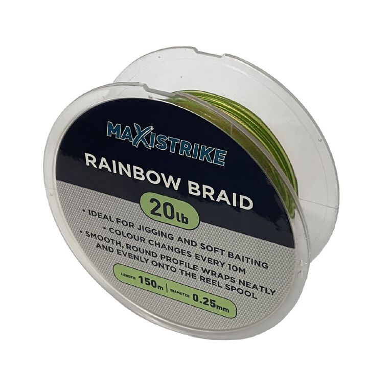 Maxistrike Rainbow Braid 20lb 150M 4 Strand, , hi-res