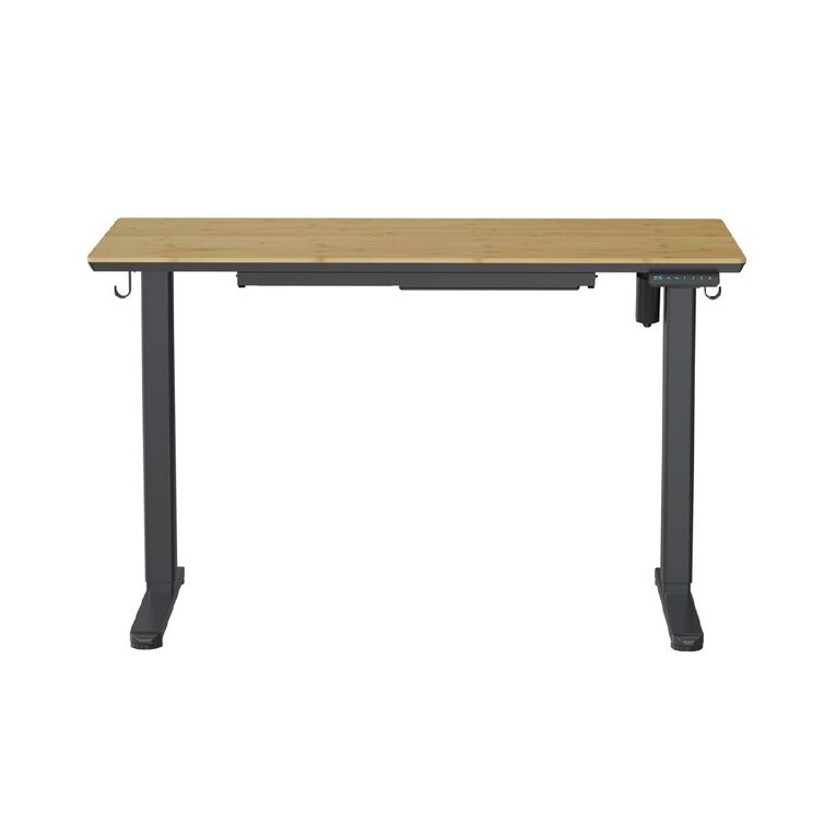 Workspace Height Adjustable Desk 1200W with Drawer Bamboo, , hi-res