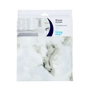 Living & Co Shower Curtain Marble White 180cm x 180cm