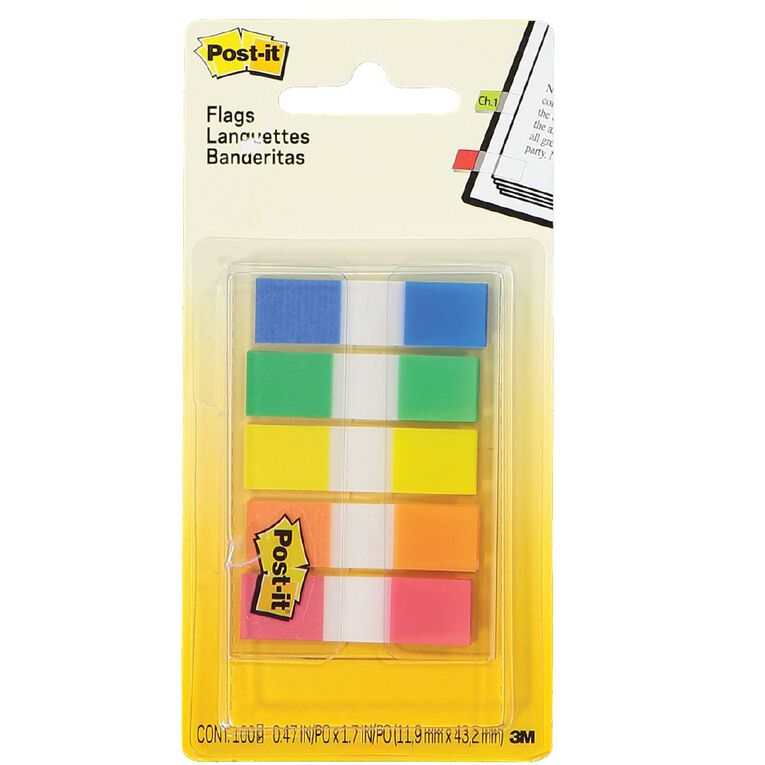 Post-It Flags 683-5CF Mini Dispenser 11.9mm x 43.2mm Multi-Coloured, , hi-res