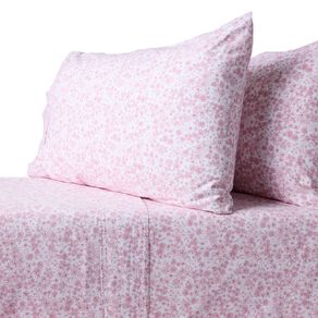 Living & Co 100% Printed Washed Cotton Sheet Set Pink Queen