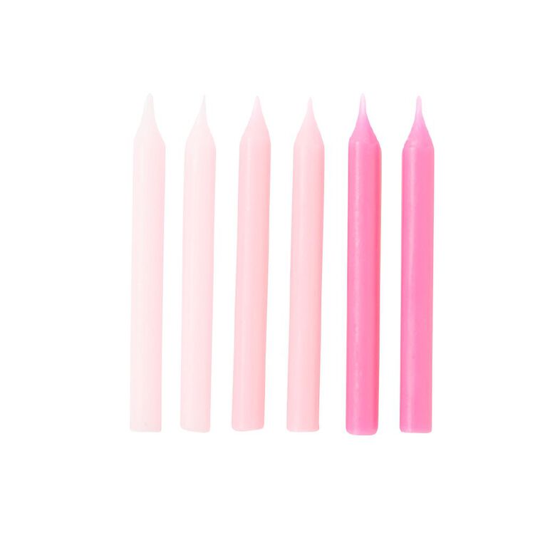Hoorah Assorted Pink Birthday Candles 6 Pack The Warehouse