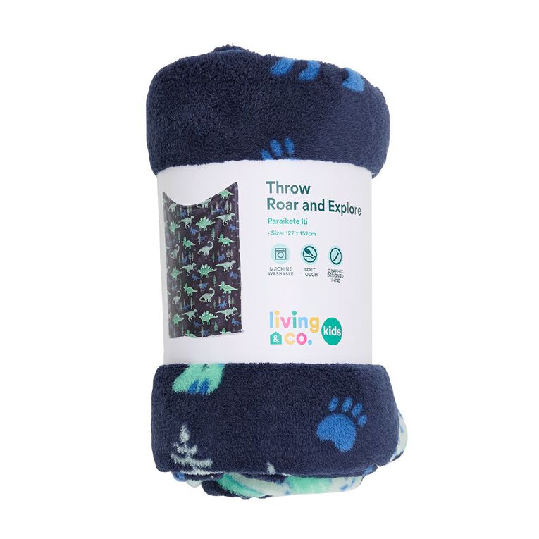 Living & Co Kids Throw Roar and Explore Multi-Coloured, , hi-res