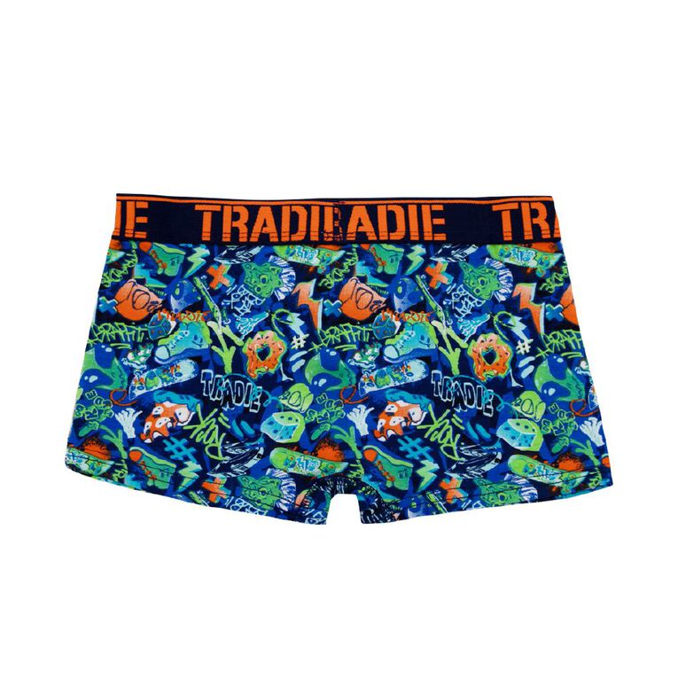 Tradie Boys' Trunks 3 Pack, Navy/Green, hi-res