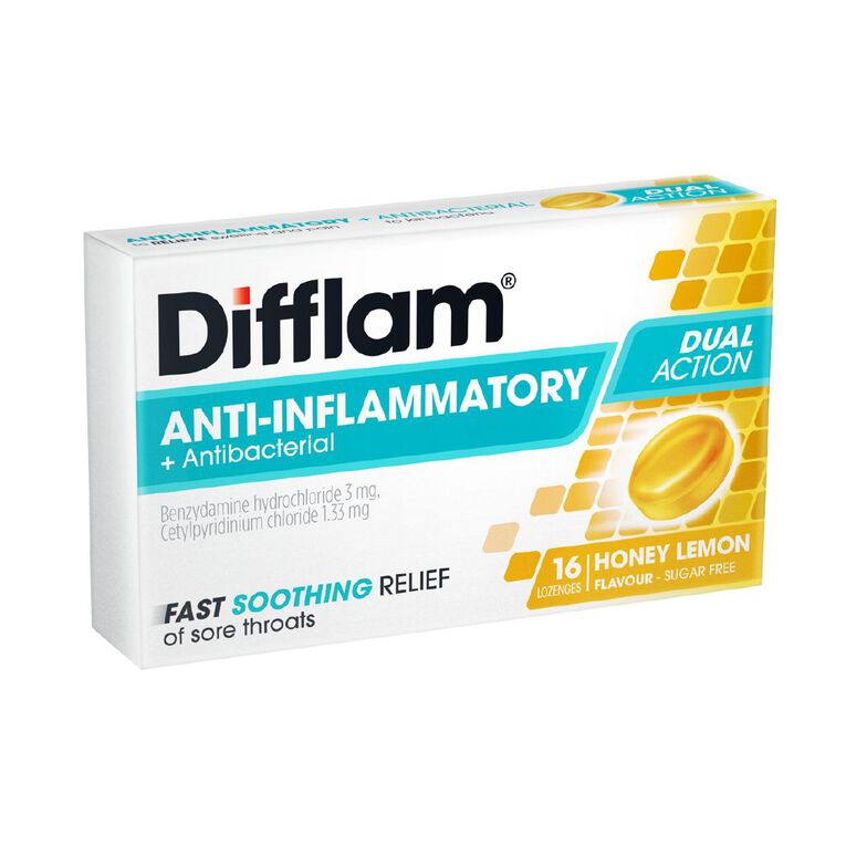 Difflam Dual Action Honey And Lemon Lozenges, , hi-res