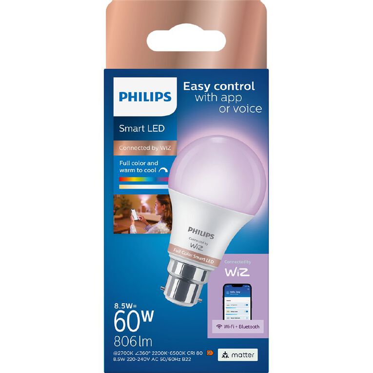 Philips Smart LED RGB Light Bulb B22 8.5W, , hi-res