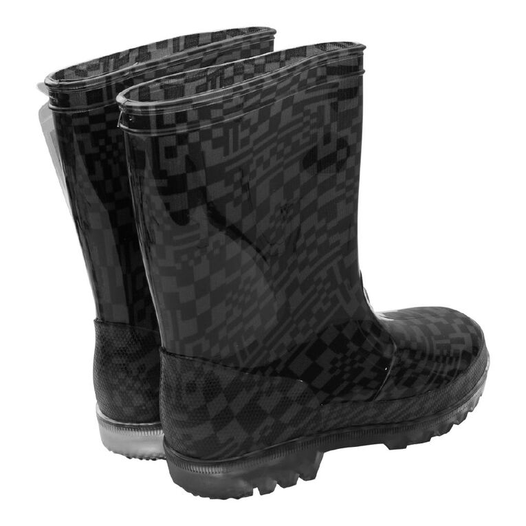 Young Original Senior Kids' Light Up Gumboots, Black/Grey, hi-res