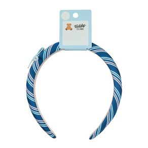 Teddy Island Bow Headband Light Blue Stripe
