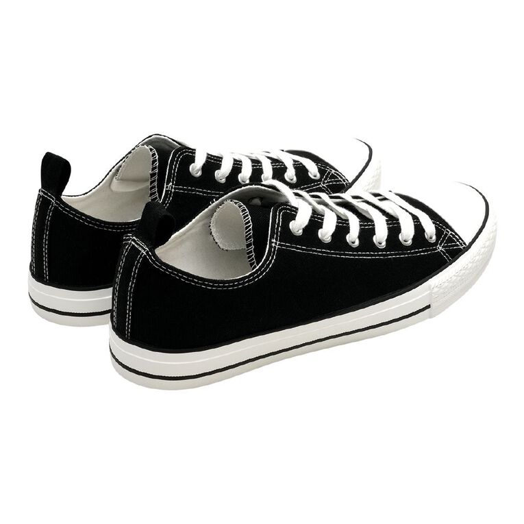 H&H Men's James Canvas Low Top Sneakers, Black/White, hi-res