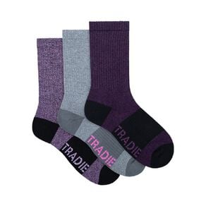 Tradie Women's Ribbed Crew Socks 3 Pack