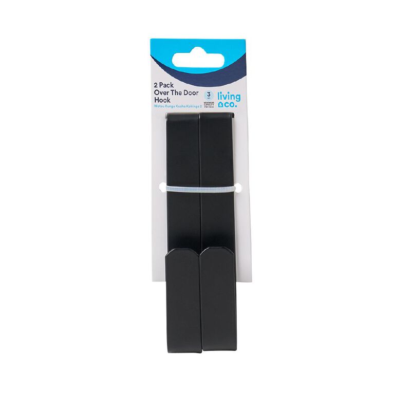 Living & Co Over the Door Hook 2 Pack Black, , hi-res