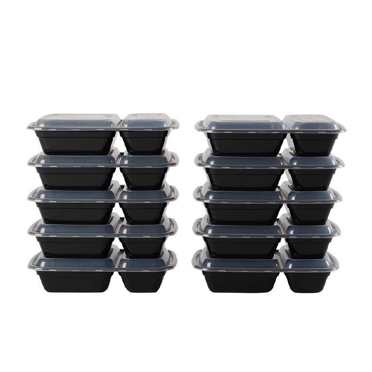 Living & Co 10 Pack Divided Meal Prep Black, , hi-res
