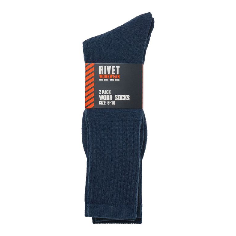 Rivet Men's Work Socks 2 Pack, Navy S26, hi-res
