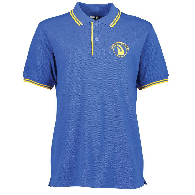 Schooltex Otahuhu Primary Short Sleeve Polo with Embroidery, Royal/Gold, hi-res