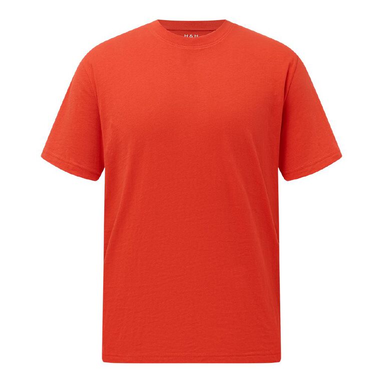 H&H Men's Regular Fit Plain Tee, Red Mid, hi-res