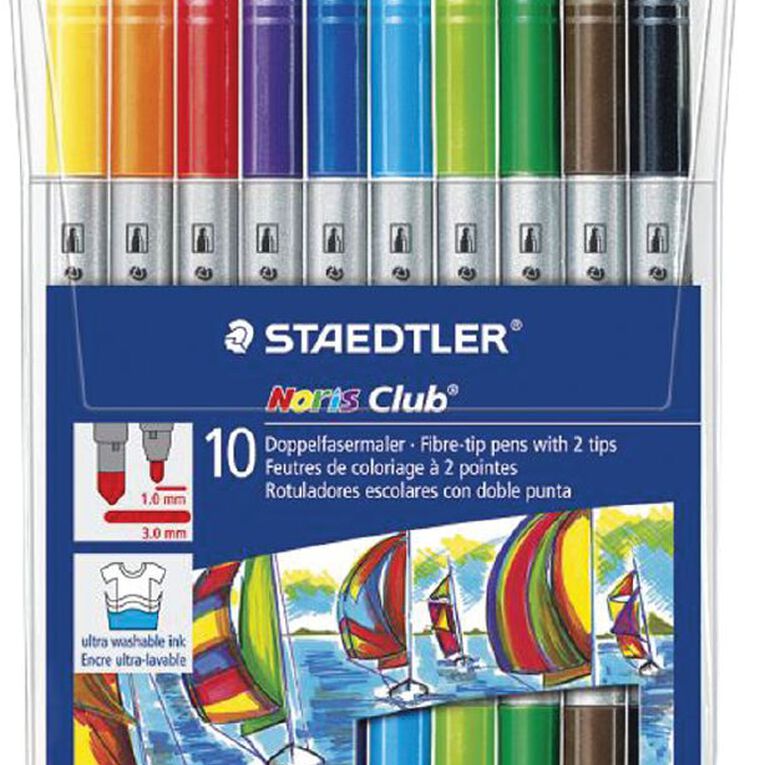 Staedtler Noris Duo Fibre-tip Pen Wallet 10 Assorted, , hi-res