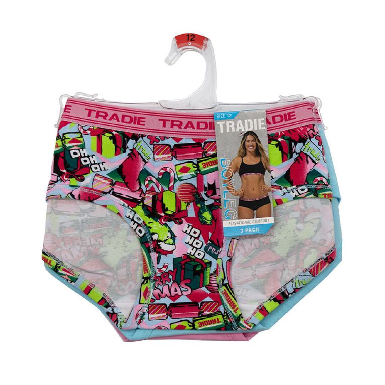 Tradie Women's Boyleg Briefs 3 Pack, Pink Mid, hi-res