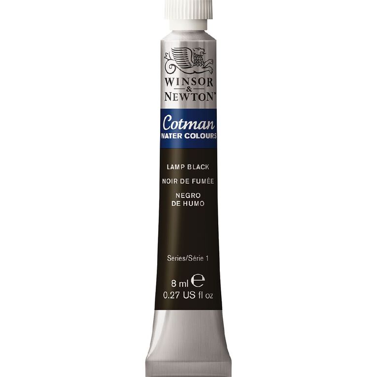 Winsor & Newton Cotman Watercolour Paint 8ml Lamp Black 337, , hi-res