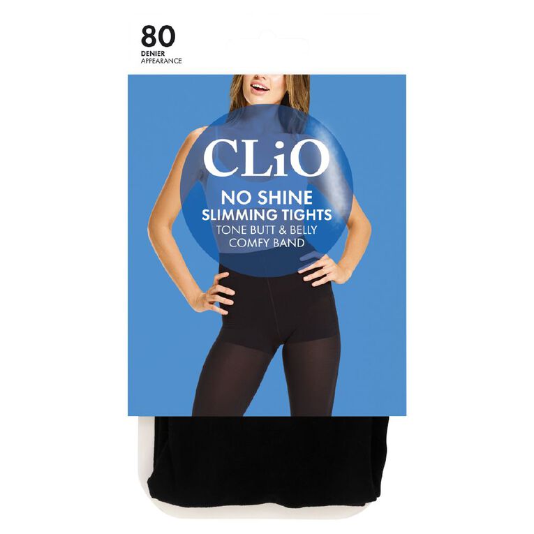 Clio Women's Slimming No Shine 80D Opaque Tights, Black, hi-res
