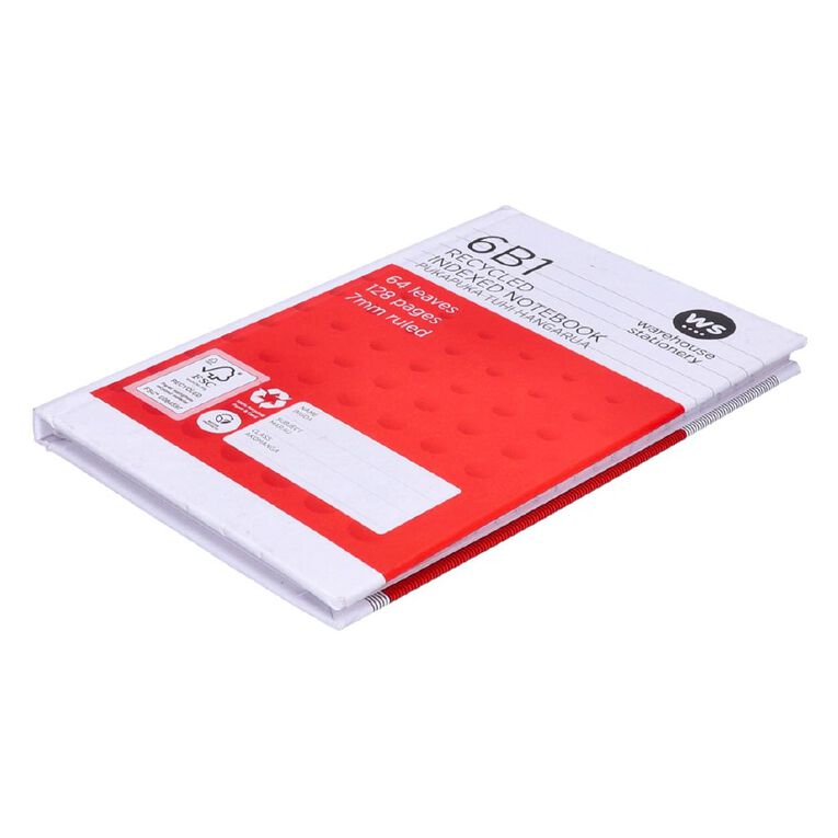WS Notebook 6B1 Index 7mm Ruled 64 Leaf Red, , hi-res