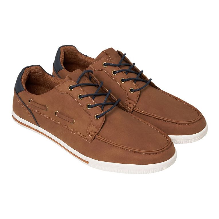 H&H Men's Boat Shoes, Brown, hi-res