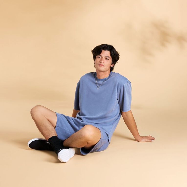 Garage Men's Plain Crew Sweat Tee, Blue Mid, hi-res