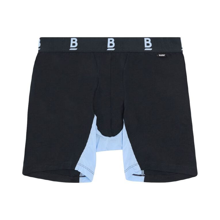 B FOR BONDS Men's Anti Chafe Trunks, Black/Blue, hi-res