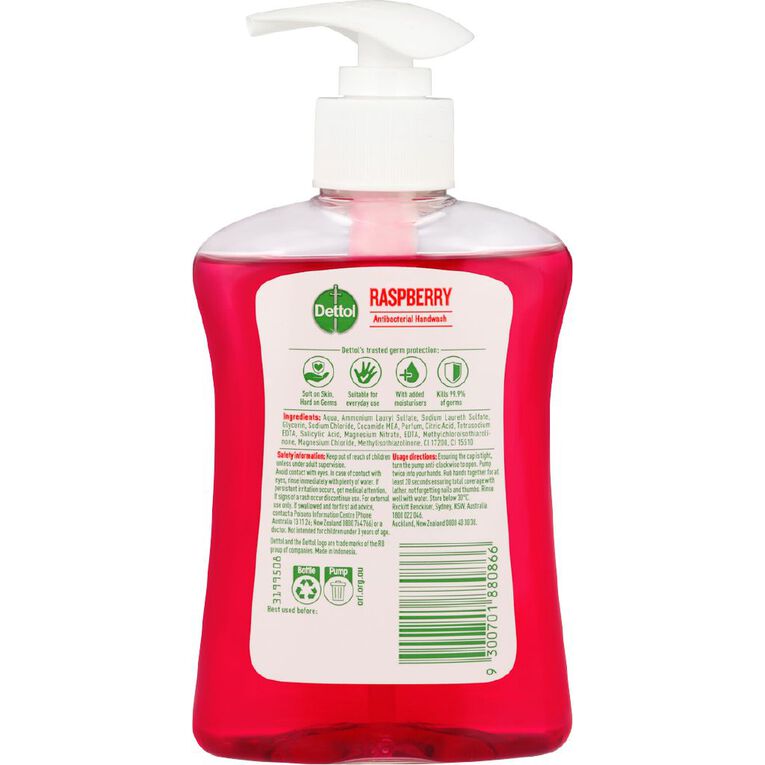Dettol Liquid Handwash Pump Raspberry 250ml, , hi-res