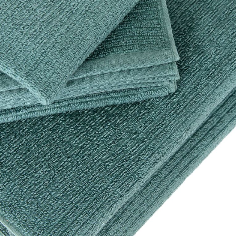 Living & Co Plush Ribbed Spa Towel Green 90cm x 150cm, Green, hi-res