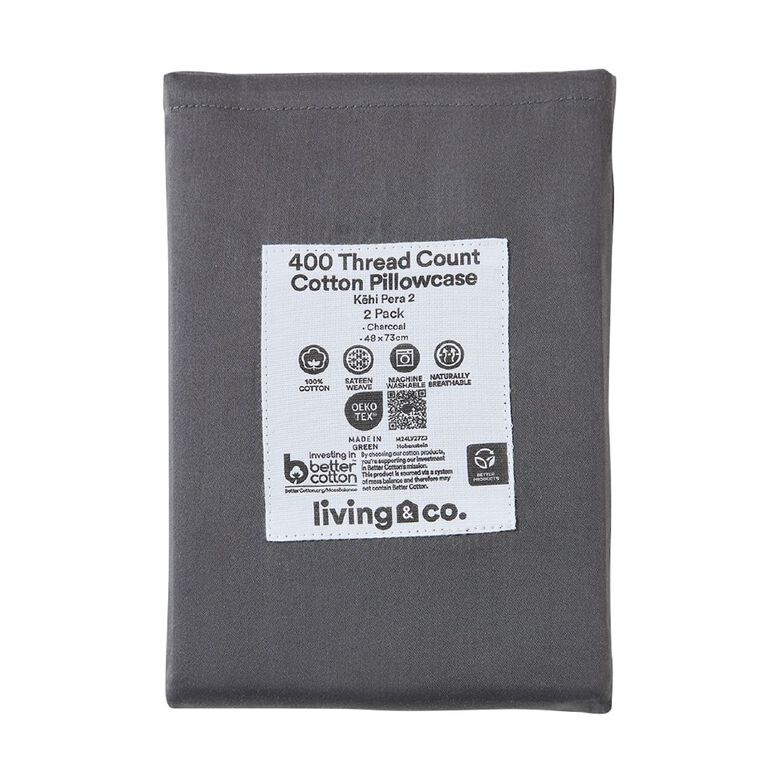 Living & Co Euro Cotton Sateen Sheet Charcoal, , hi-res