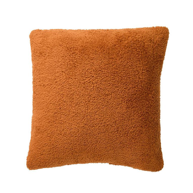 Living & Co Cushion Sherpa Brown Mid 45cm x 45cm, , hi-res
