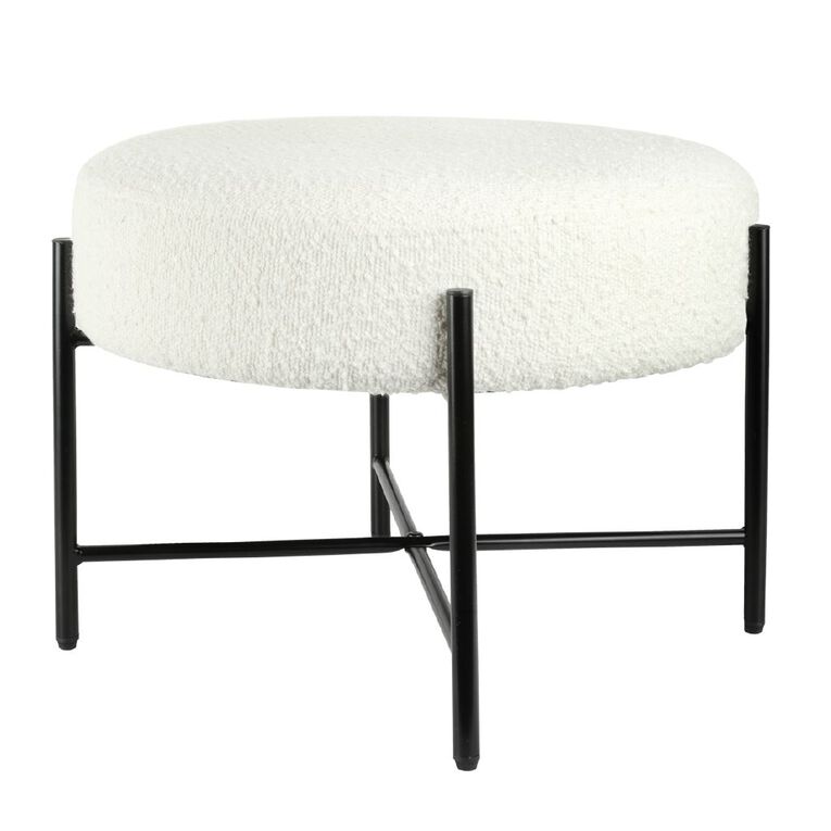 Living & Co Piper Metal Frame Ottoman Cream, , hi-res