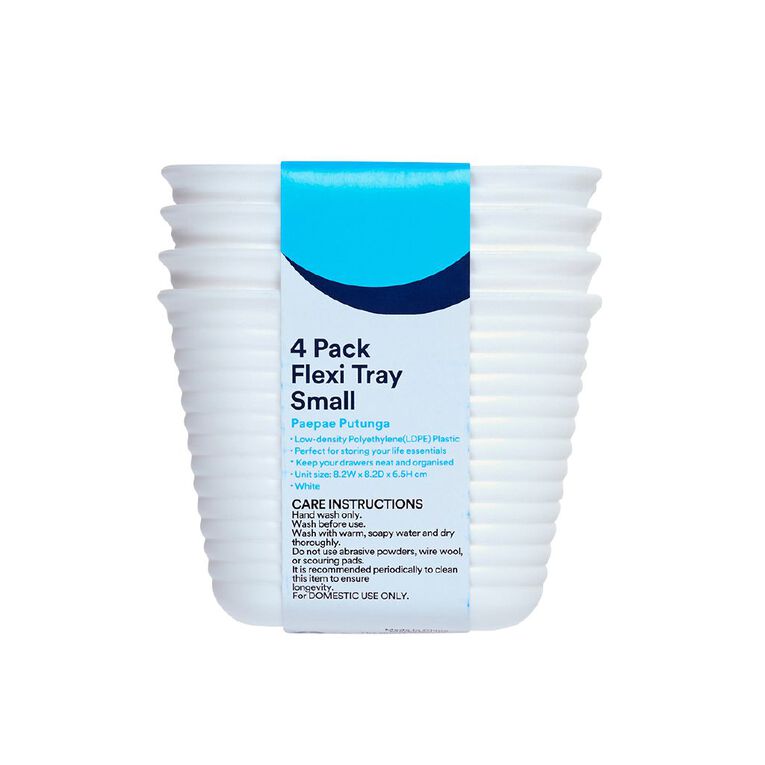 Living & Co 4 Pack Small Flexi Tray White, , hi-res