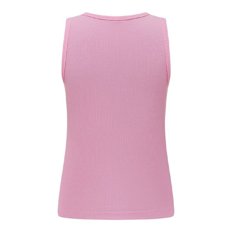 H&H Women's Rib Pyjamas Singlet, Pink Mid, hi-res