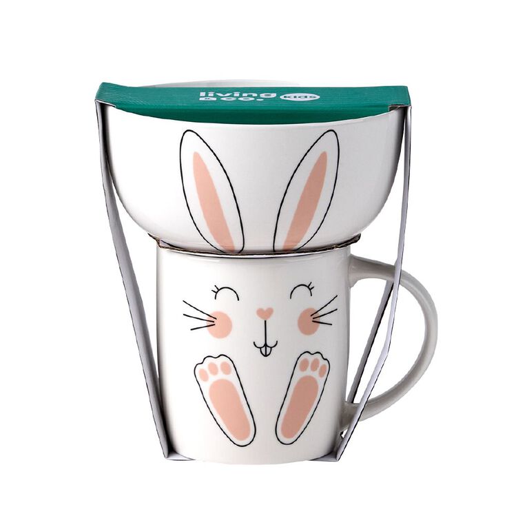 Living & Co Kids Bunny Breakfast Mug & Bowl Set Ivory 2 Pack, , hi-res