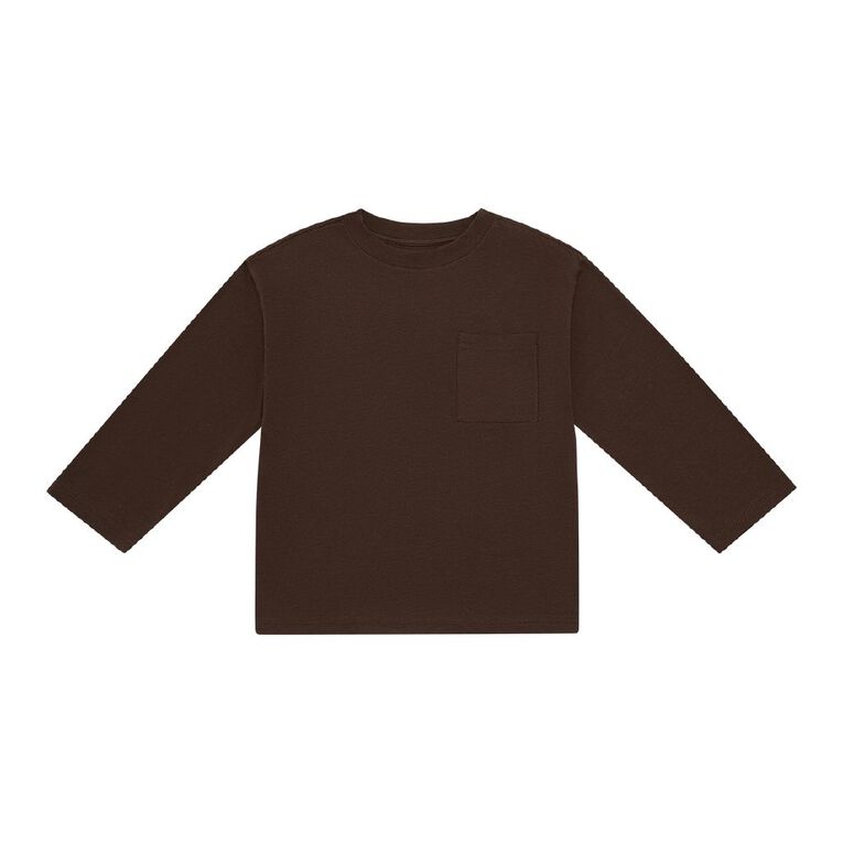 Young Original Long Sleeve Pocket Tee, Brown Dark, hi-res