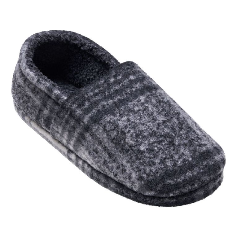H&H Men's Fleece Lined Felt Scuff Slippers, Black/White, hi-res