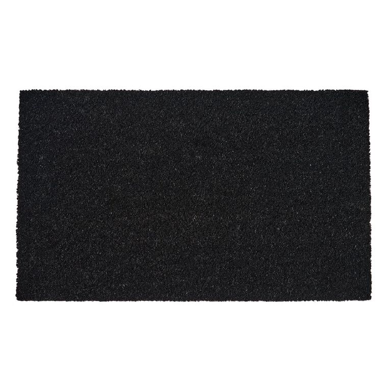 Living & Co Doormat Coir Plain Black 45cm x 75cm, , hi-res