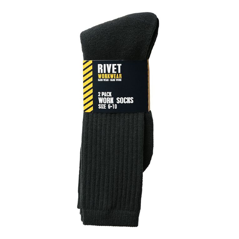Rivet Men's Work Socks 2 Pack, Charcoal W26, hi-res