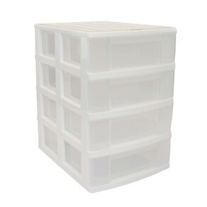 Taurus A4 Drawers 4Tier Storage With Clear Frame White