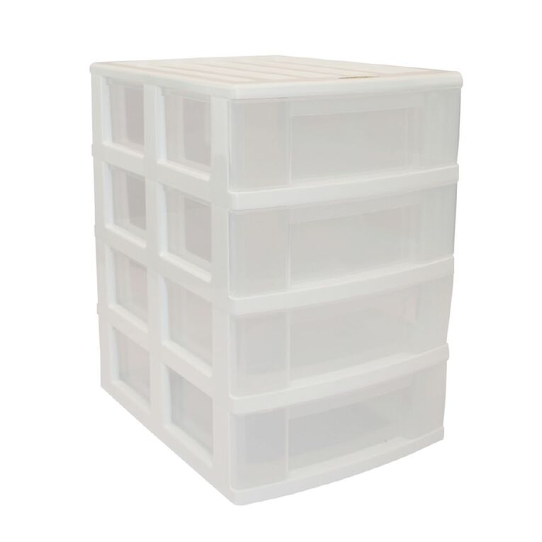 Taurus A4 Drawers 4Tier Storage With Clear Frame White, , hi-res