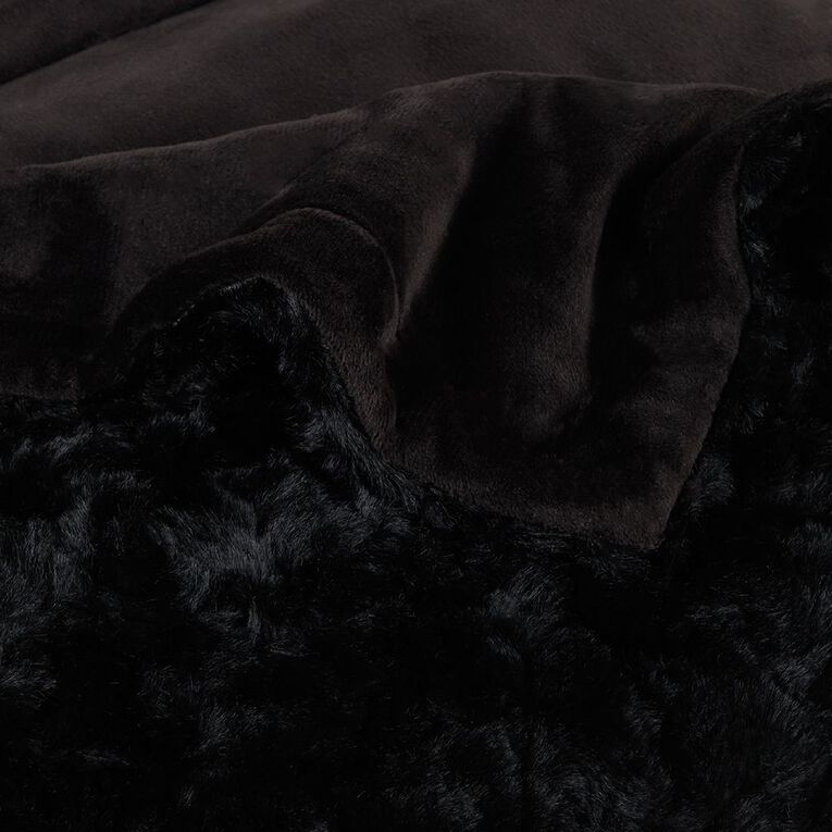 Living & Co Throw Faux Fur Texture Black 127cm x 152cm, , hi-res