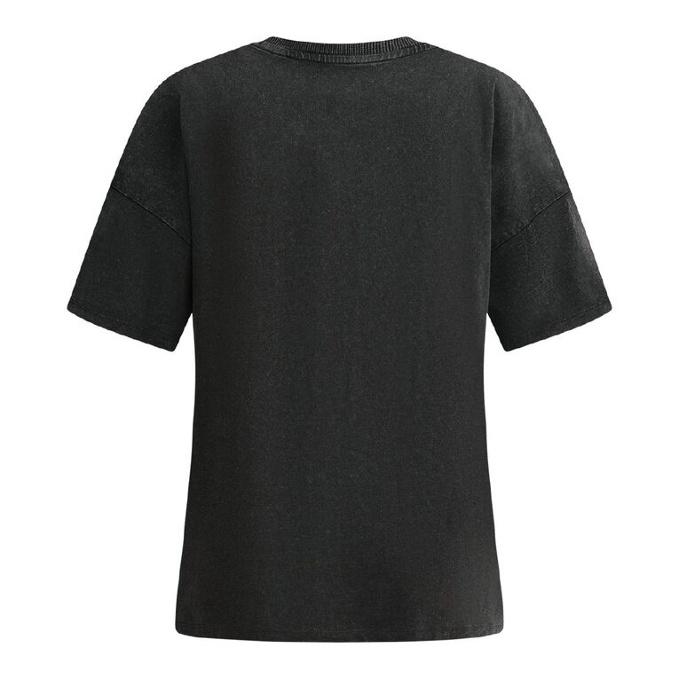 H&H Women's Short Sleeve Boyfriend Graphic Tee, Black, hi-res