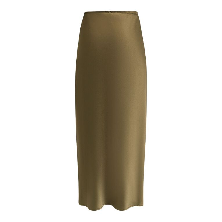 H&H Women's Satin Bias Skirt, Green Dark, hi-res