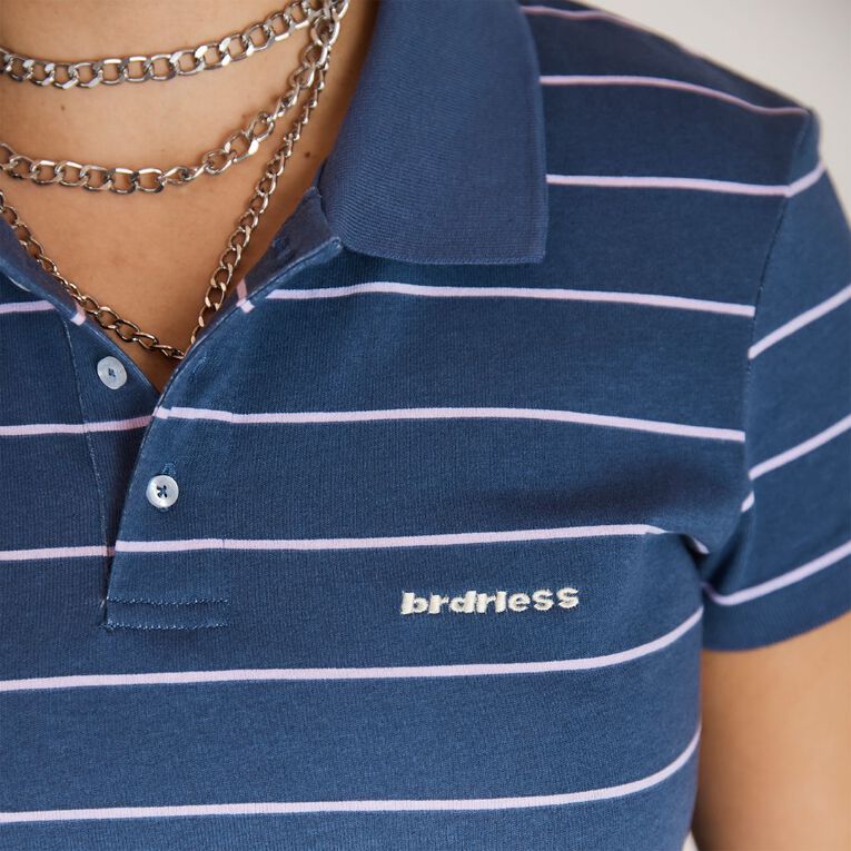 BRDRLESS Ivy Stripe Polo, Navy, hi-res