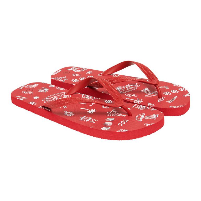 H&H Men's Christmas Jandals, Red, hi-res