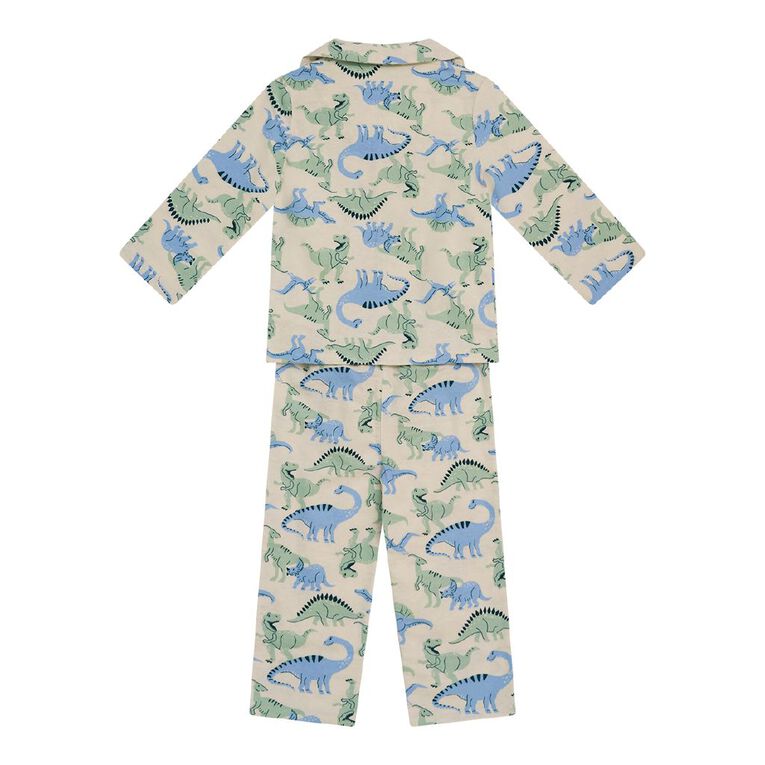 H&H Boys' Flanelette Button Up Pyjama Set, White, hi-res