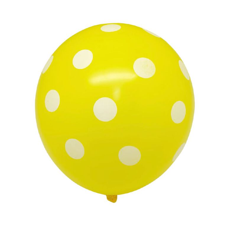 Party Inc Balloons Printed Spot 30cm Yellow 10 Pack, , hi-res