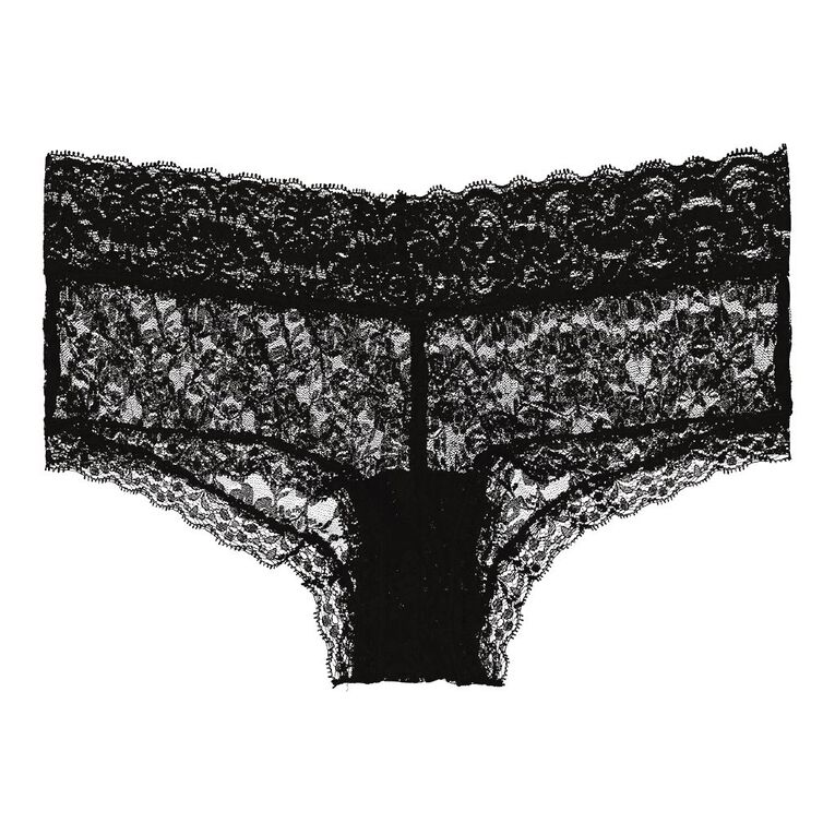 H&H Women's Poppy Lace Boyleg Briefs, Black, hi-res